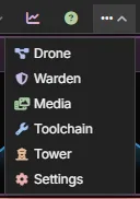 The More list open under the widget bar, listing widgets that aren't pinned