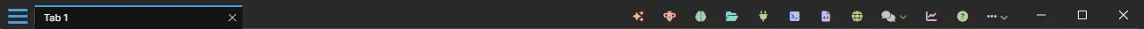 The top bar: the hamburger menu, a window tab, the widget bar and the window buttons