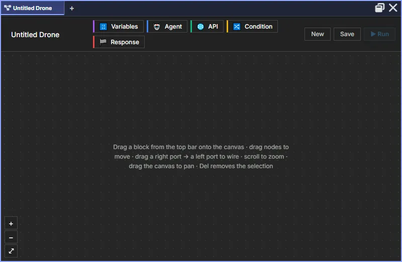 The Drone widget when it first opens