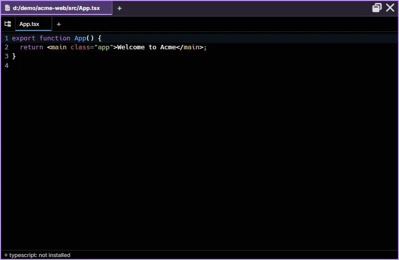 The Editor widget when it first opens
