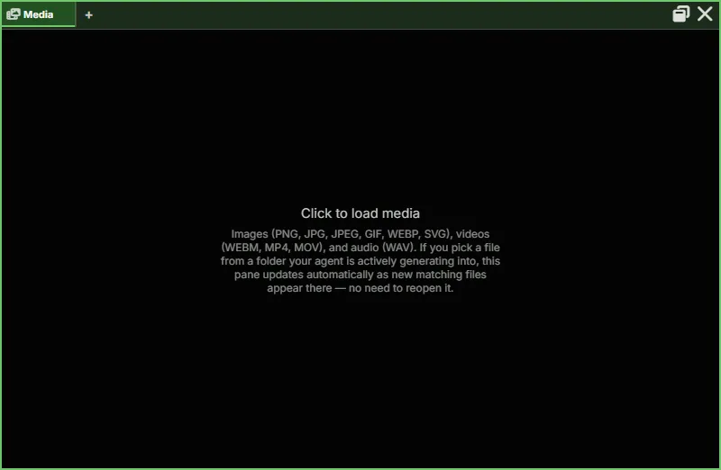 The Media widget when it first opens